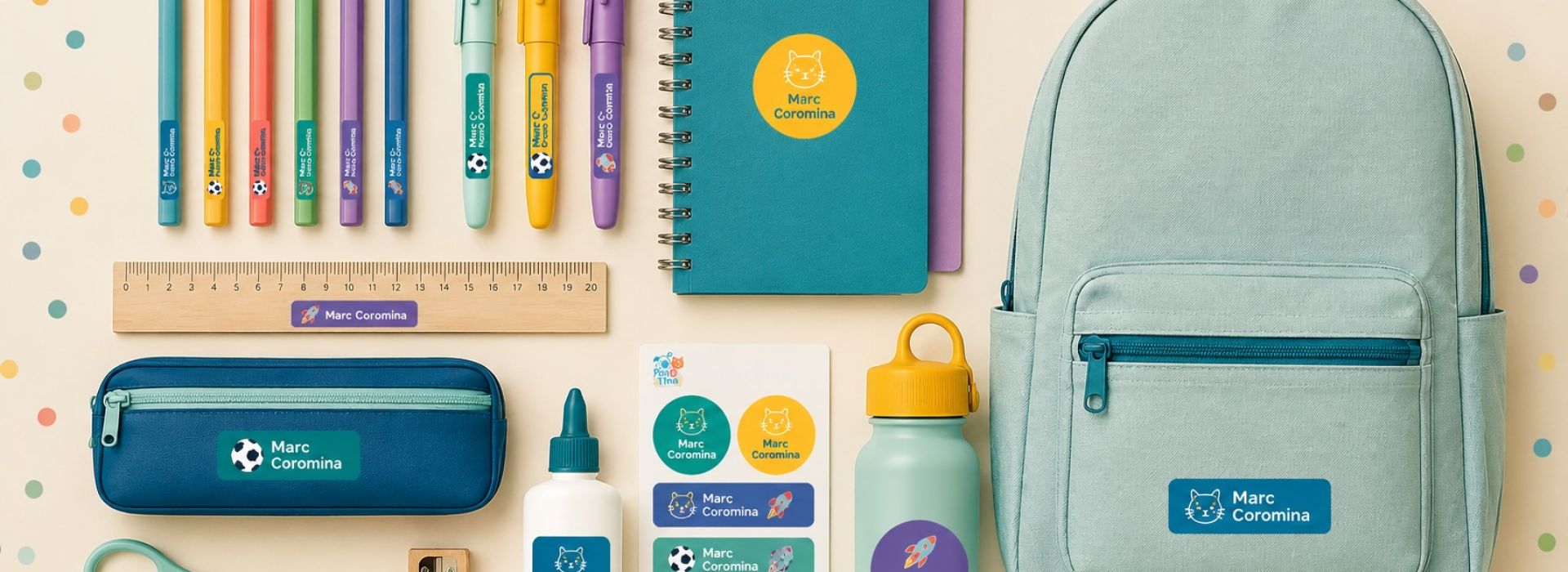 Etiquetes per a l'escola · pegandtina.com